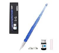 Stylo à cristal fait à la main, ensemble de stylos à plume en verre, profitez d'une inspiration créative de la nature comme cadeau de décoration de peinture. (Méduse bleue) (motif eau)