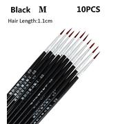 Stylo À Crochet Fin Peint À La Main,Stylo À Ligne,Stylo À Dessin,Pinceau En Nylon,Stylo Eye-Liner De Maquillage,Pinceau Tatif,Fournitures D'art Cosmétique,10 Pièces - Type 10pcs Black M