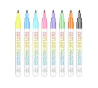 Stylo à deux lignes pour étudiants - Stylo à main pour carte de vœux - 8 couleurs (ligne argentée)