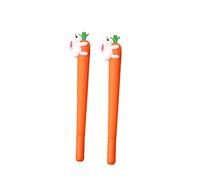 Stylo à Encre Gel Carotte 2 PièCes Stylo à Bille En Plastique Nouveauté Lapin Mignon Manger De La Carotte Papeterie Fournitures Scolaires Kawaii (Noir)