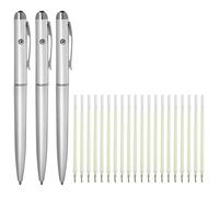 Stylo à encre invisible, lot de 3 avec 20 recharges, stylos espions pour écrire des messages secrets dans les pochettes surprises, marqueur LED UV, stylos secrets pour les pochettes surprises