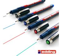 Stylo À Encre Pigment Edding 1800 Profipen Noir, Bleu, Rouge, Vert Set De 4