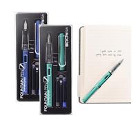 Stylo à encre stylo plume,Minging 2 jeux de stylos plume Comprend 4 cartouches d'encre et 2 convertisseurs de recharge d'encre stylo-plume Eleganza,boîte cadeau,stylo plume (Bleu turquoise+vert clair)