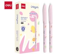 Stylo à gel effaçable Deli, fournitures de bureau et d'école, pointe fine 0,5 mm, noir, 12 pièces