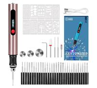 Stylo à graver électrique, outil rotatif sans fil rechargeable par USB, outil de gravure for artistes - for métal, bois, verre et plastique(Pink)
