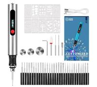 Stylo à graver électrique, outil rotatif sans fil rechargeable par USB, outil de gravure for artistes - for métal, bois, verre et plastique(Silver)