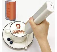 Stylo à jet d'encre comestible portable pour imprimante à café, logo et motif, pour café, gâteau, biscuits, pain, macaron, chocolat, décoration DIY Noir