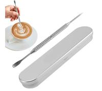 Stylo à latte pour café, latte art - Outil d'art latte - Stylo d'art du café en acier inoxydable - Stylo double face pour des designs de café créatifs