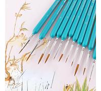 Stylo À Ligne À Crochet Pour Aquarelle,Peinture À L'huile,Extra Fin,Doux,Poils De Loup,Brosse À Main,Gouache,Acrylique,Dessin Pour Nail Art,11 Pièces/Ensemble - Type Blue