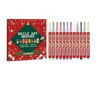 Stylo à ongles 12 pièces : stylos à dessin avec pointe de précision, ensemble d'eyeliners pour manucure DIY, outils de griffonnage, marqueurs faciles à utiliser, étui par