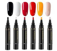 Stylo À Ongles 6 Couleurs, Kit De Vernis À Ongles À Séchage Rapide, 3 En 1, Fournitures De Vernis À Ongles Sans UV, Cadeau De Beauté De Bricolage Imperméable À L'eau, Pinceau De Stylo De Gel À Ongles