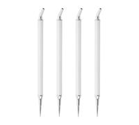 Stylo à Ongles à Double Pointe 4 Pièces en Acier Inoxydable Argenté | Placement Précis, Application Rapide des Cristaux, Embout Adhésif Réutilisable, pour Salon et DIY Nail Art