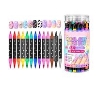 Stylo à ongles | Marqueurs de manucure à double pointe, 12 pièces | Marqueurs de conception d'ongles à séchage avec 24 couleurs pour dessiner et bricoler les ongles et les orteils