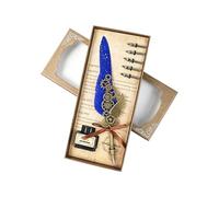 Stylo à plume rétro gravé en métal antique avec 5 pointes interchangeables et encres pour écriture artistique en métal antique