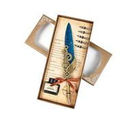 Stylo à plume rétro gravé en métal antique avec 5 pointes interchangeables et encres pour écriture artistique en métal antique