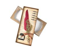 Stylo à plume rétro gravé en métal antique avec 5 pointes interchangeables et encres pour écriture artistique en métal antique
