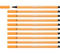 Stylo à pointe feutre de qualité supérieure - STABILO Pen 68 - paquet de 10 - orange fluo