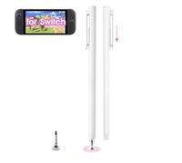 Stylo à pointe fine pour Nintendo Switch 2/Switch OLED/Switch - Pointe disque 5 mm, stylet magnétique rétractable pour tablette Samsung Android et écrans tactiles iOS (blanc)