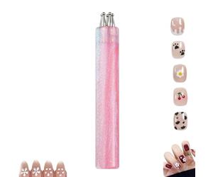 Stylo à pointiller à 5 pétales de fleur, outil de conception de fleur, pointe fine de 1,8 mm, outil de pointillage pour nail art, cadeau idéal pour les femmes débutantes (rose)