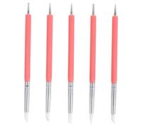 Stylo à Points pour Manucure Double Tête, 5 Pièces en Acrylique | Silicone et Cuivre, Trait Fin Réutilisable, pour Gel Acrylique et Faux Ongles, École DIY