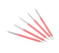 Stylo à Points pour Ongles Double Tête en Acrylique et Silicone | Lot de 5 Pièces, Cuivre et Métal, Usage à Domicile ou École D’ongles, Rose