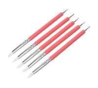 Stylo à Points pour Ongles en Acrylique Double Extrémité, 5 Pièces | Silicone et Métal, Rose, pour Ongles Naturels ou Faux, Gel Diy, École et Famille