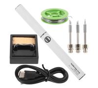Stylo à Souder USB sans Fil Rechargeable 5 V, Outil DIY Portable | Recharge Usb, Format Mini pour Travaux Précis, Alliage D’aluminium et Fer, Blanc, Éponge