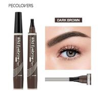 Stylo à Sourcils Brun Foncé Waterproof 4Pointes Microblading - Crayon Tatouage Liquide Longue Tenue Maquillage Naturel Résistant Eau