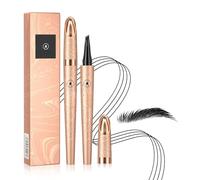 Stylo à sourcils - Crayon liquide de microblading des sourcils avec micro lift 4 points et pince à sourcils, résistant à l'eau pour un maquillage naturel des sourcils. (Noir)