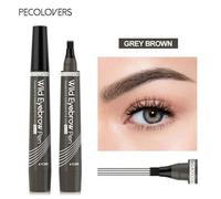 Stylo à Sourcils Gris Brun Waterproof 4 Pointes Microblading - Crayon Tatouage Liquide Longue Tenue Maquillage Naturel Résistant