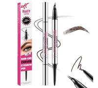 Stylo à sourcils incurvé, crayon à sourcils 2-en-1 à double extrémité avec pointe micro à 2 griffes et pointe ultra fine, pour créer des sourcils naturels comme des cheveux (#03 MARRON FONCÉ)