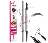 Stylo à sourcils incurvé, crayon à sourcils 2-en-1 à double extrémité avec pointe micro à 2 griffes et pointe ultra fine, pour créer des sourcils naturels comme des cheveux (#04 NOIR MARRON)