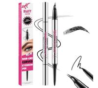 Stylo à sourcils incurvé, crayon à sourcils 2-en-1 à double extrémité avec pointe micro à 2 griffes et pointe ultra fine, pour créer des sourcils naturels comme des cheveux (#05 NOIR)