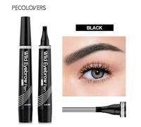 Stylo à Sourcils Noir Waterproof 4 Pointes Microblading - Crayon Tatouage Liquide Longue Tenue Maquillage Naturel Résistant à l’Eau