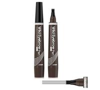 Stylo à Sourcils Waterproof 4 Pointes Microblading - Crayon Tatouage Liquide Longue Tenue pour Maquillage Naturel, Résistant à l’Eau et à la Transpiration (Brun Cendré/Ash Brown)