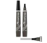 Stylo à Sourcils Waterproof 4 Pointes Microblading - Crayon Tatouage Liquide Longue Tenue pour Maquillage Naturel, Résistant à l’Eau et à la Transpiration (Gris Brun/Gray Brown)