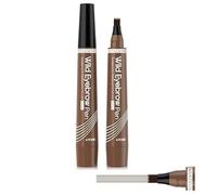 Stylo à Sourcils Waterproof 4 Pointes Microblading - Crayon Tatouage Liquide Longue Tenue pour Maquillage Naturel, Résistant à l’Eau et à la Transpiration (Brun Clair/Light Brown)