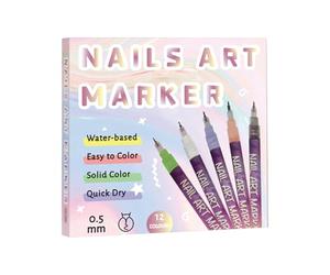 Stylo à vernis à ongles - Marqueur à séchage rapide et anti-ébavurage 12 pièces - Stylos artistiques pour vernis à ongles en gel pour, filles, femmes, débutants, maison et salon
