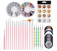 Stylo Art Outil Avec Pinceaux De Peinture Outil De Pointage Manucure Ruban Strass Pour Ongles