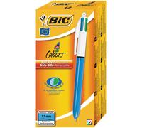 Stylo BiC 4 Couleurs, Baril Bleu - Noir, Bleu, Rouge Et Vert (Paquet De 12)