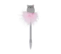 Stylo Bille À Plumes Avec Chat Lumineux - Gris