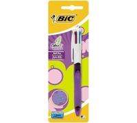Stylo-bille - BIC - 4 Couleurs - Grip - Rose, Violet, Vert, Turquoise