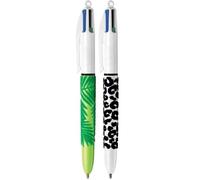 Stylo Bille - BIC - 4 Couleurs - Rétractable - Rechargeable - Effet Velours