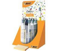 BIC Stylo bille 4 couleurs Tie and Dye – pointe moyenne rétractable – Noir