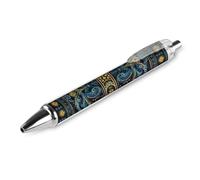 Stylo bille classique à pointe fine 0,5 mm, encre noire, écriture fluide, fournitures de bureau, style bohème vintage, imprimé bandana cachemire, 1 pièce