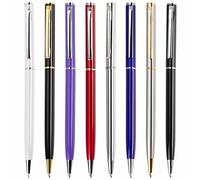 Stylo Bille Laqué Noir, Superbe Stylo Bille Luxe, Finition Métal, Recharge Noire, Professionnel, Administratif, Bureau, Stylo Gel Précieux. 0,5 mm (5 pièces) bleu