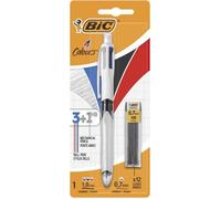 BIC – Stylo-bille et porte-mines 4 Couleurs 3+1 HB rétractable – Blister 1 + 12 mines 0,7 mm HB