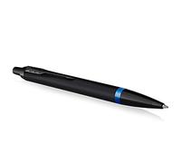 Stylo bille Parker IM Vibrant Rings | Satin noir laqué avec détails bleu océan | Pointe moyenne avec recharge d’encre bleue | Étui cadeau