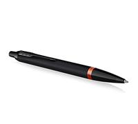 Stylo bille Parker IM Vibrant Rings - Satin noir laqué avec détails orange vif - Pointe moyenne avec recharge d’encre bleue - Étui cadeau