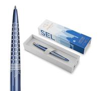 Stylo bille Parker Jotter | Édition spéciale | Bleu Séoul avec finition chrome | Pointe moyenne | Encre bleue | Coffret cadeau géométrique